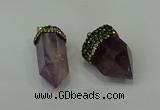 CGP212 15*30mm - 20*35mm bullet amethyst gemstone pendants