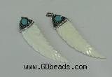 CGP291 15*65mm feather pearl shell pendants wholesale