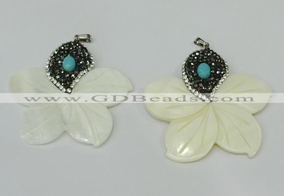 CGP294 55*58mm flower pearl shell pendants wholesale