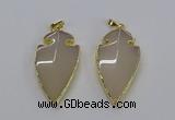 CGP3001 22*45mm arrowhead agate gemstone pendants wholesale