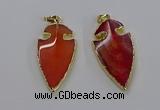 CGP3004 22*45mm arrowhead agate gemstone pendants wholesale