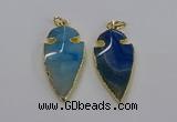 CGP3005 22*45mm arrowhead agate gemstone pendants wholesale