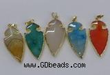 CGP3008 22*45mm arrowhead agate gemstone pendants wholesale