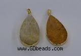 CGP3016 28*50mm flat teardrop fossil coral pendants wholesale