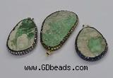 CGP3028 35*50mm - 40*65mm freeform green apple jasper pendants