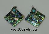 CGP306 35*35mm diamond abalone shell pendants wholesale