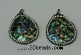 CGP308 35*45mm flat teardrop abalone shell pendants wholesale