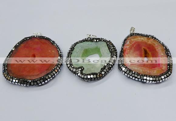 CGP3086 40*50mm - 50*65mm freeform druzy agate pendants