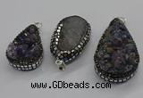 CGP3100 25*40mm - 30*65mm freeform plated druzy amethyst pendants