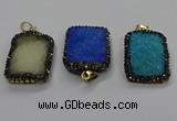 CGP3102 25*35mm rectangle druzy agate pendants wholesale