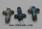 CGP3111 30*50mm cross druzy agate pendants wholesale