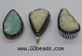 CGP3113 30*55mm flat teardrop druzy agate pendants wholesale