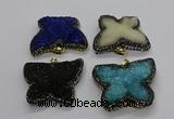 CGP3114 40*45mm butterfly druzy agate pendants wholesale