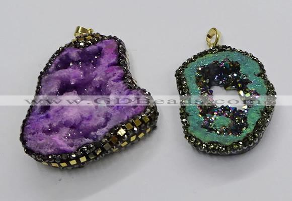 CGP3119 30*45mm - 40*55mm freeform druzy agate pendants