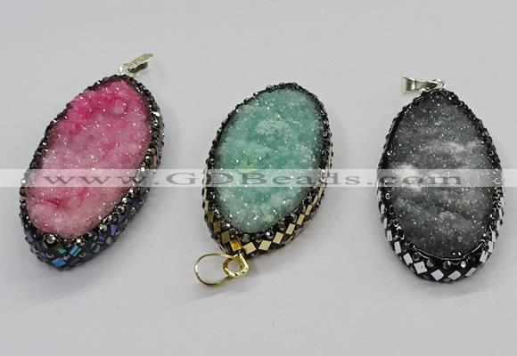 CGP3133 25*50mm - 25*55mm oval druzy agate pendants wholesale