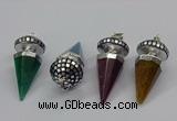 CGP3155 22*50mm faceted cone agate gemstone pendants wholesale