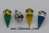 CGP3157 22*50mm faceted cone agate gemstone pendants wholesale