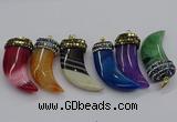 CGP3168 20*50mm - 25*55mm horn agate gemstone pendants