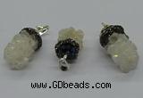 CGP3183 15*20mm - 15*35mm nuggets plated druzy quartz pendants