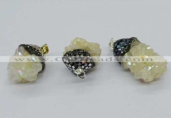 CGP3193 20*30mm - 25*40mm nuggets plated druzy quartz pendants