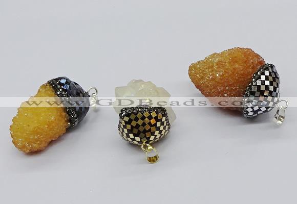 CGP3199 20*30mm - 25*40mm nuggets plated druzy quartz pendants