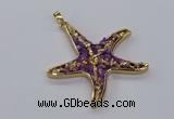 CGP3232 55*58mm starfish druzy agate pendants wholesale