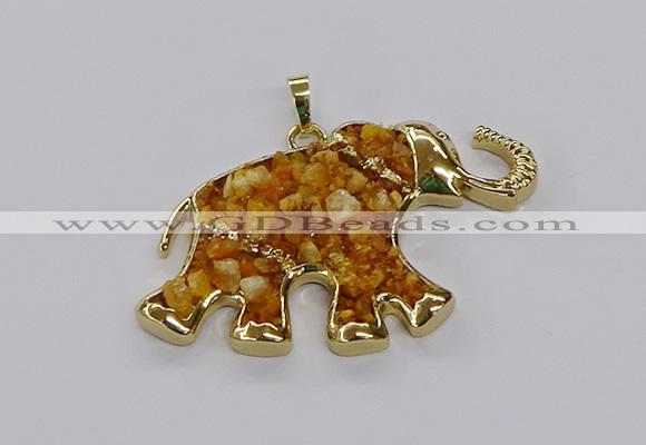 CGP3241 35*60mm elephant druzy agate pendants wholesale