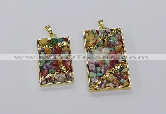 CGP3258 25*40mm - 30*50mm rectangle druzy agate pendants