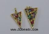 CGP3262 25*40mm - 30*50mm triangle druzy agate pendants wholesale