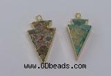 CGP3276 25*50mm - 30*55mm arrowhead ocean agate pendants