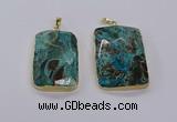 CGP3280 30*50mm - 35*55mm faceted rectangle ocean agate pendants