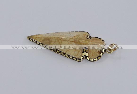 CGP3287 25*55mm - 28*55mm arrowhead agate pendants wholesale