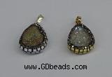 CGP3391 18*25mm flat teardrop plated druzy agate pendants