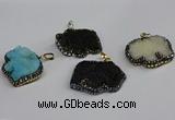 CGP3395 30*35mm - 30*40mm elephant plated druzy agate pendants