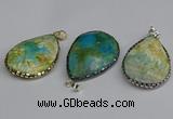 CGP3403 30*40mm - 30*45mm faceted flat teardrop agate pendants