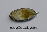 CGP3407 35*50mm faceted oval agate pendants wholesale