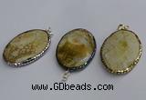 CGP3408 35*50mm faceted oval agate pendants wholesale