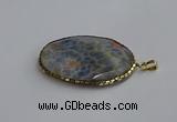 CGP3411 35*50mm faceted oval agate pendants wholesale