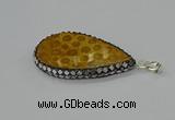 CGP3416 30*50mm - 35*55mm flat teardrop fossil coral pendants