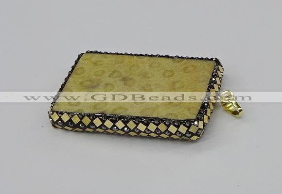 CGP3421 35*60mm - 40*50mm rectangle fossil coral pendants