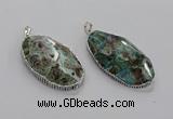 CGP3463 30*50mm - 35*55mm faceted oval ocean agate pendants