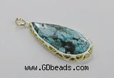 CGP3475 30*50mm - 35*55mm faceted flat teardrop ocean agate pendants