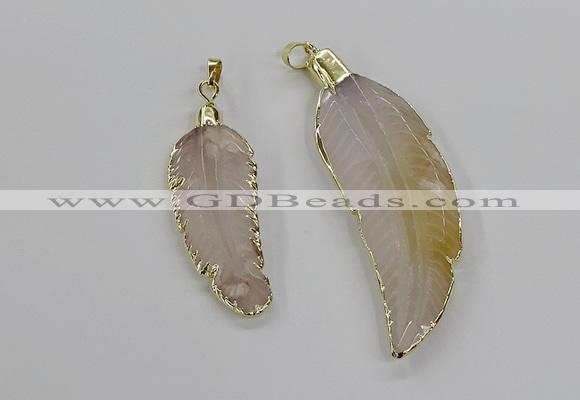 CGP3513 20*45mm - 25*65mm wing-shaped agate pendants