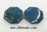 CGP3549 50mm - 53mm octagonal chrysanthemum agate slab pendants