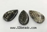 CGP3553 28*48mm - 30*50mm flat teardrop chrysanthemum agate slab pendants