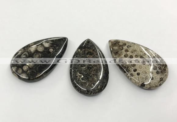 CGP3553 28*48mm - 30*50mm flat teardrop chrysanthemum agate slab pendants