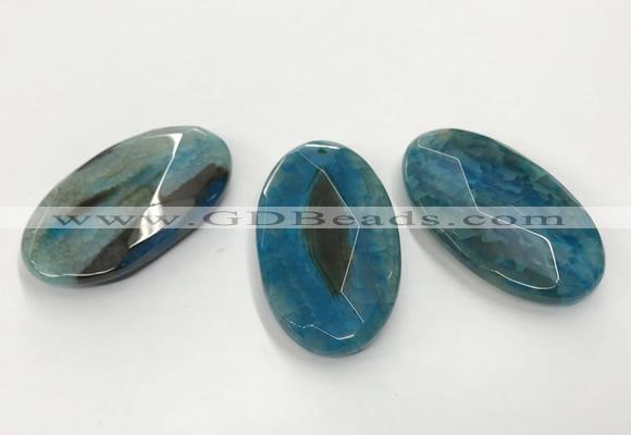 CGP3570 32*50mm faceted oval agate pendants wholesale