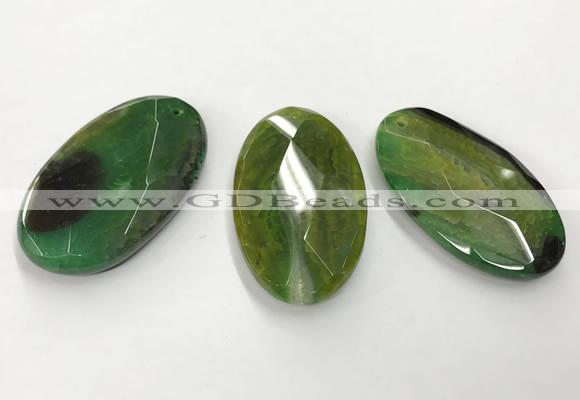 CGP3571 32*50mm faceted oval agate pendants wholesale