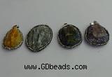 CGP370 30*40mm - 35*45mm freeform crystal glass & gemstone pendants