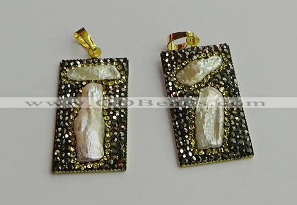 CGP384 20*40mm rectangle pearl pendants wholesale